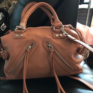 Pink mauve faux leather zipper purse